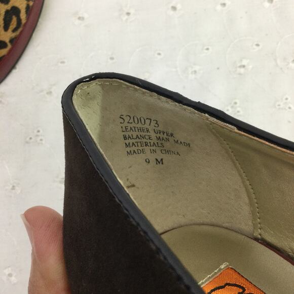 Chi Faichi Chita Print Calf Hair Leather Suede Baddie Peep Toe Mob Wife Heel 9M - Picture 11 of 12